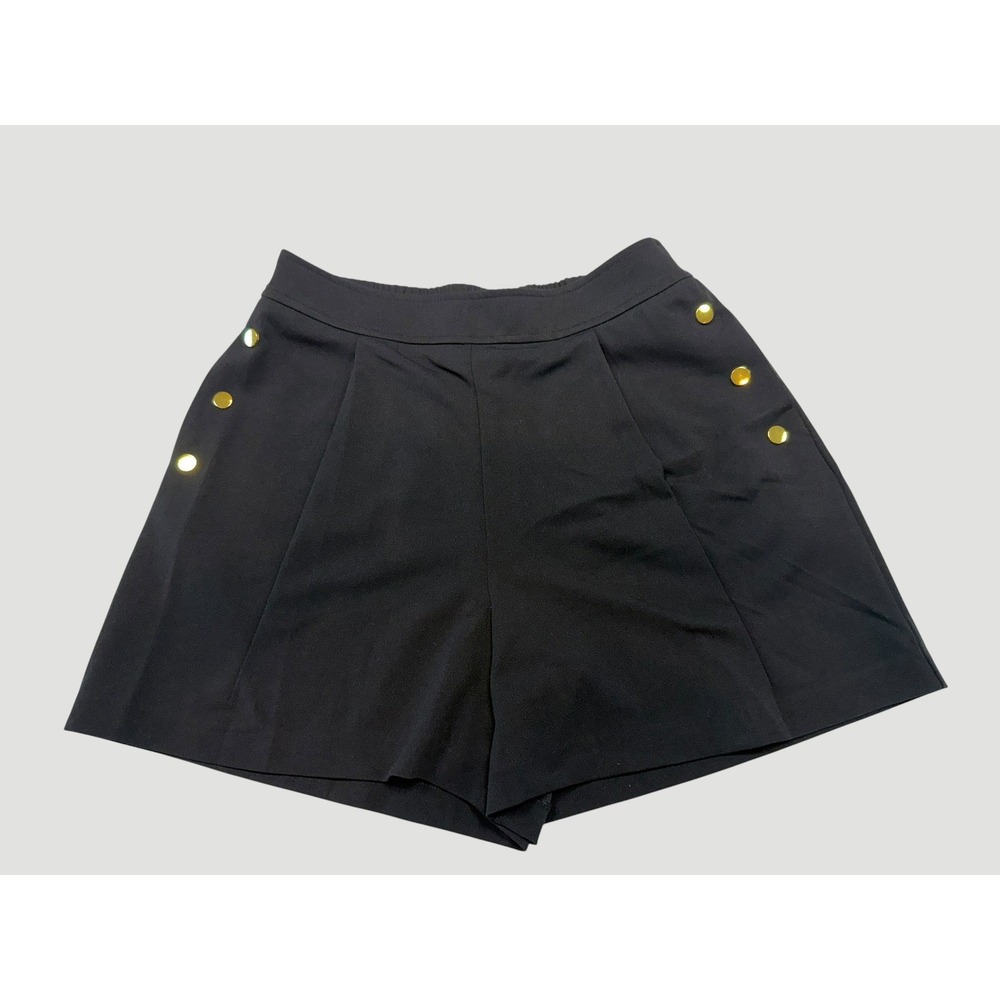 Ellen Tracy Womens SBlack Gold Button Sailor Shorts ETWS3045‎ Size S NWOT